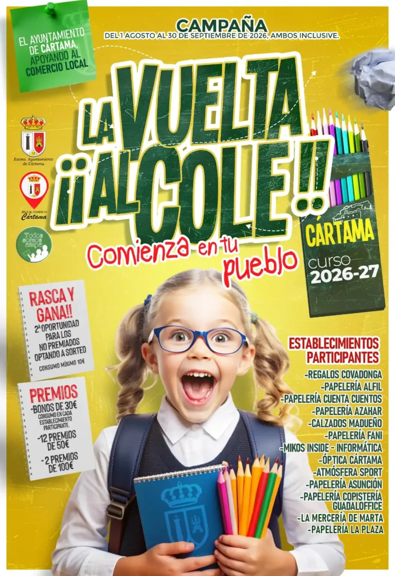 La vuelta al cole comienza en tu pueblo: una campaña para dinamizar el comercio local en Cártama